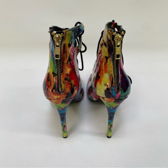 Steve Madden Cynthia Lace Up Colorful Abstract  4.5" high heels Size 7.5M - Picture 6 of 14